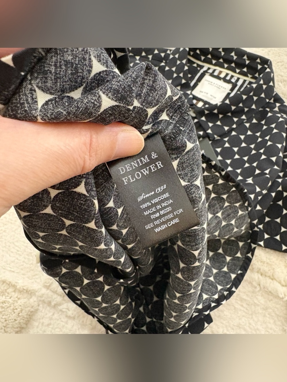 NWT Denim & Flower Black Short Sleeve Shirt Button Down Shirt 9/10 - Picture 9 of 11
